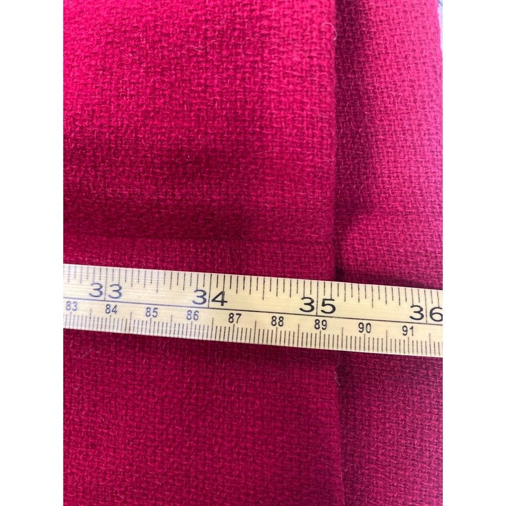 Vintage 1960s Red Wool Dress Smocked Yoke A-Line Lined Long Sleeve‎ - Picture 4 of 11